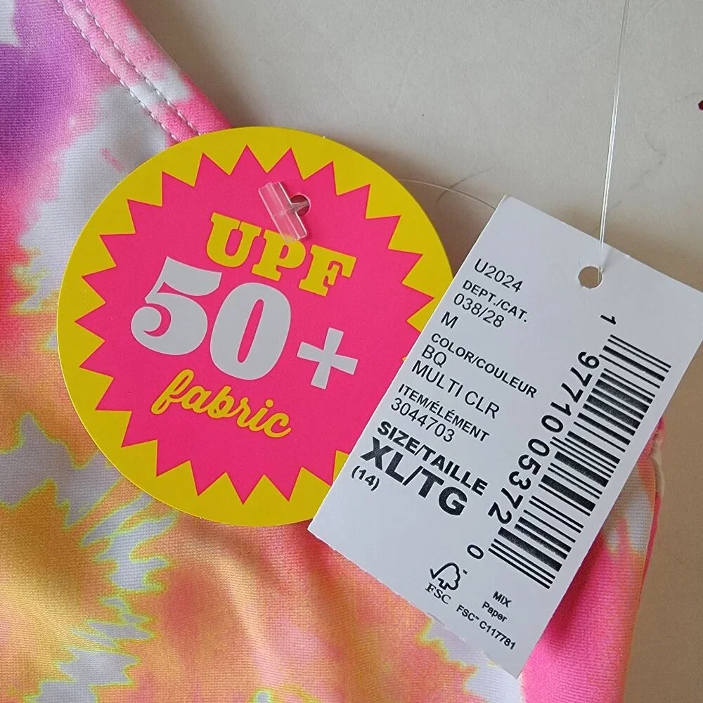 NWT The Children's Place Girls Tie Dye Heart 2-Piece Tankini Swimsuit XL 14